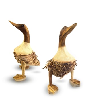Ente aus Teakholz und Bambus 20 - 30 cm
