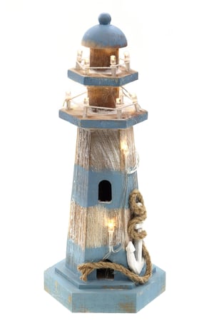 Leuchtturm mit LED Licht aus Holz