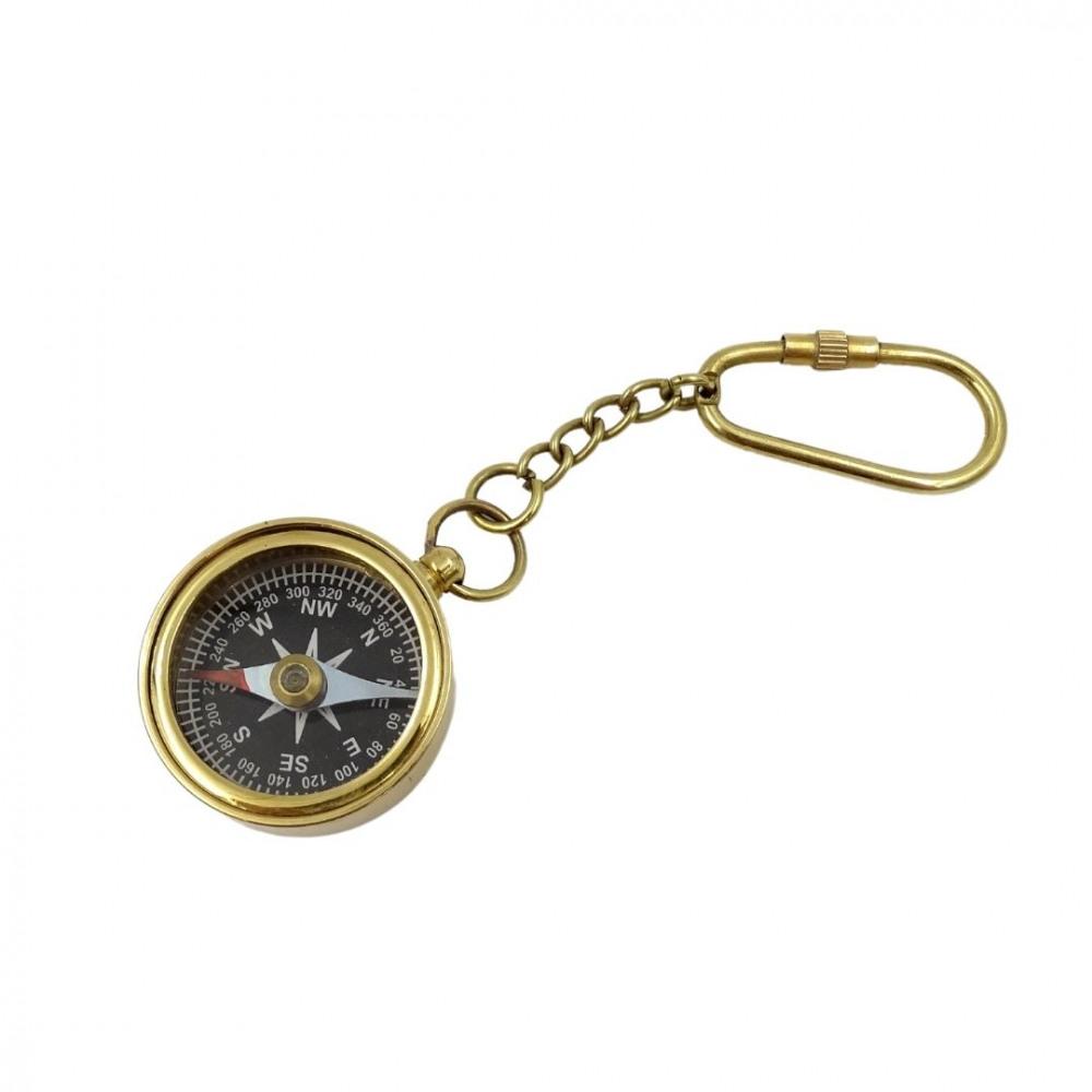 Schlüsselanhänger Maritim Messing Kompass 