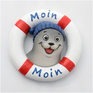 Magnet Rettungsring mit Seehund Moin Moin Magnete