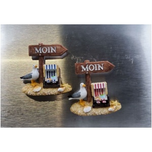Magnet Möwe mit Schild Moin ca.6x6cm Magnete