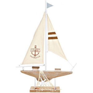 Aufsteller Segelboot aus Holz, Leinen Natur Schiffe Holz