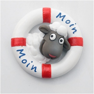 Magnet Rettungsring mit Schaf Moin Moin ca.6cm Magnete