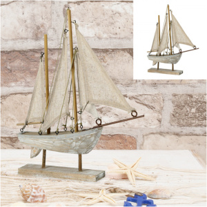 Segelboot, natur/grau, klein, ca. 35cm Höhe