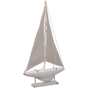 Holz Boot “Mellow”, L31cm, B5cm, H56cm, grau-weiß Schiffe Boot