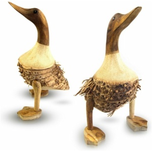 Ente aus Teakholz und Bambus 20 - 30 cm