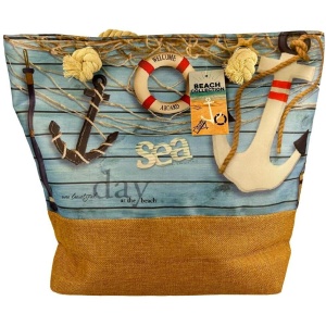 Shopper Einkaufstasche Strandtasche Maritim Anker ca. 50x38x17 cm