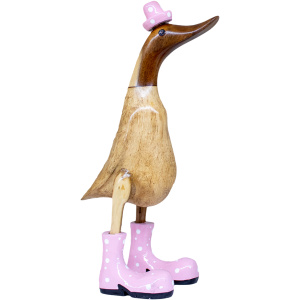 Ente mit Top und Stiefeln aus Bambus rosa Höhe ca. 40 cm