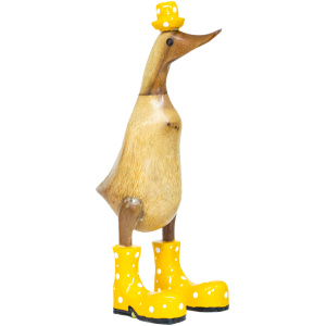 Ente mit Top und Stiefeln aus Bambus gelb Höhe ca. 40 cm