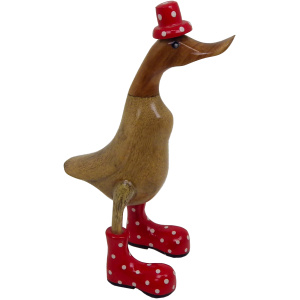 Ente mit Top und Stiefeln aus Bambus rot Höhe ca. 40 cm