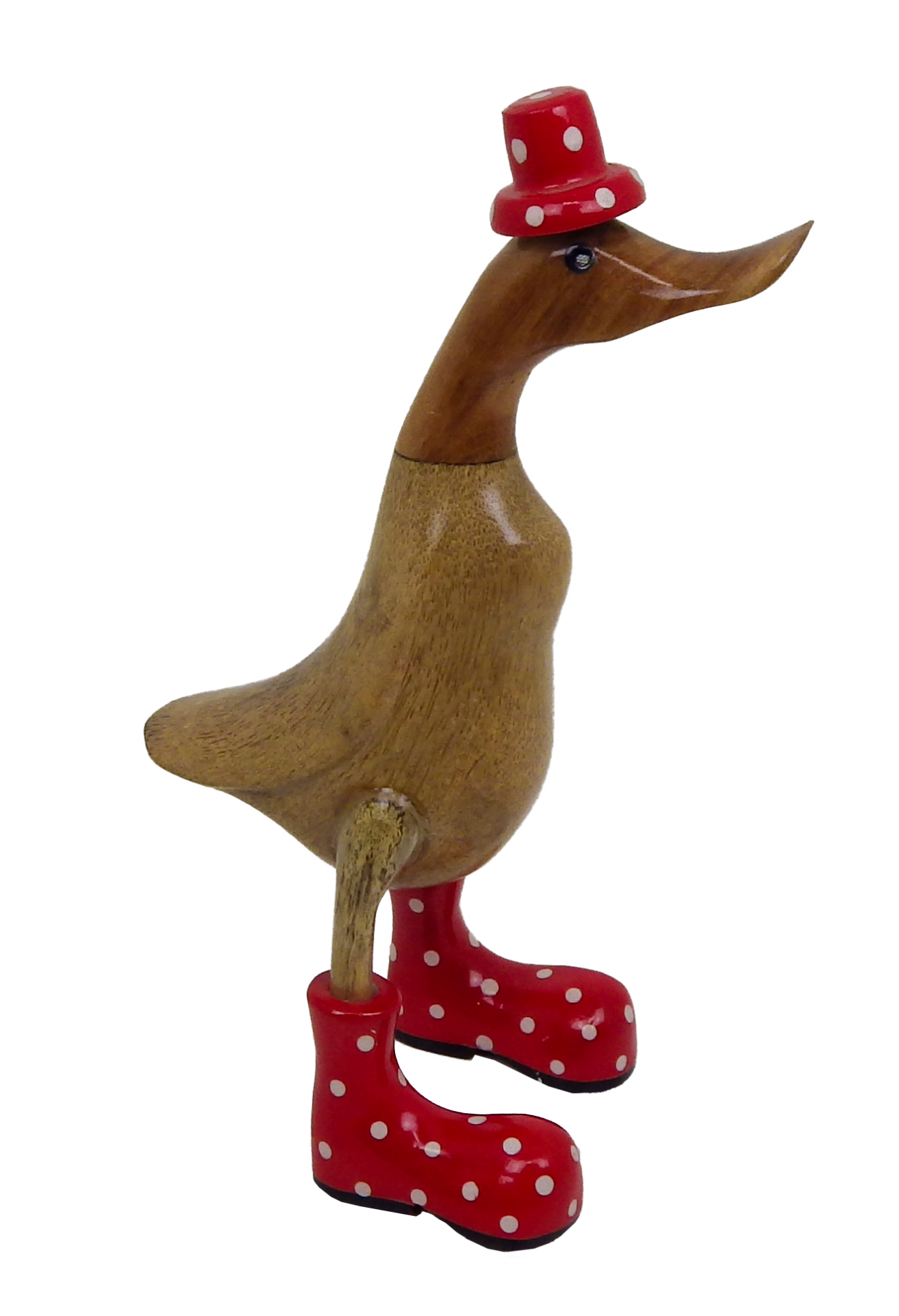 Ente mit Top und Stiefeln aus Bambus rot Höhe ca. 40 cm