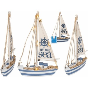 Holz-Segelschiff mit 7 LED ca. 25 x 16 x 4 cm, inklusive Batterien souvenir
