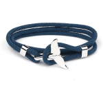 Blauer geflochtener Armband mit silbernem Fischschwanz-Verschluss, modisches Accessoire für Herren und Damen.