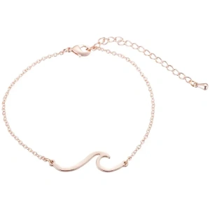 Elegantes Wellen-Armband aus Roségold mit feiner Kette und Karabinerverschluss, ideal für modebewusste Frauen.