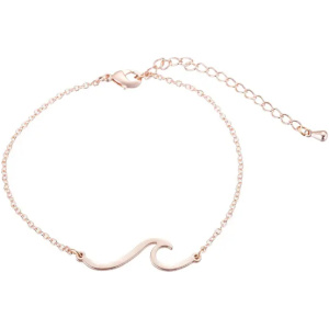 Elegantes Wellen-Armband aus Roségold mit feiner Kette und Karabinerverschluss, ideal für modebewusste Frauen.