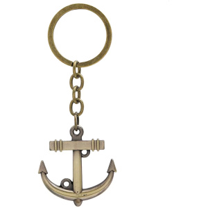 Antiker Anker Schlüsselanhänger aus Metall mit einem runden Ring, ideal für maritime Liebhaber und als Geschenk.