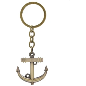 Antiker Anker Schlüsselanhänger aus Metall mit einem runden Ring, ideal für maritime Liebhaber und als Geschenk.