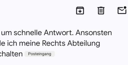 Textnachricht fordert schnelle Antwort und erwähnt die Einschaltung der Rechtsabteilung, relevante Kommunikation.