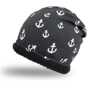 Winter Beanie Mütze "Mini Anker" Teddyfell Futter Maritim