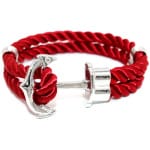 Schickes Herren Armband mit silbernem Anker, hochwertiges Material, rot, verstellbar – Bild 1