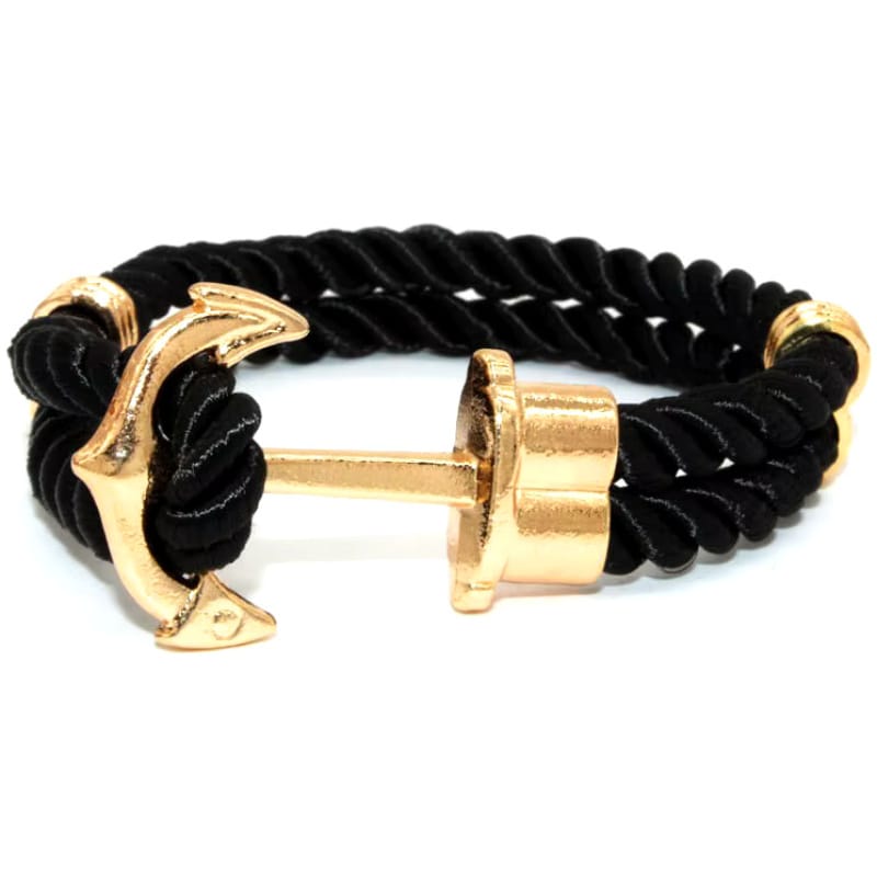 Schickes Herren Armband mit goldenem Anker, hochwertiges Material, dunkelblau, verstellbar