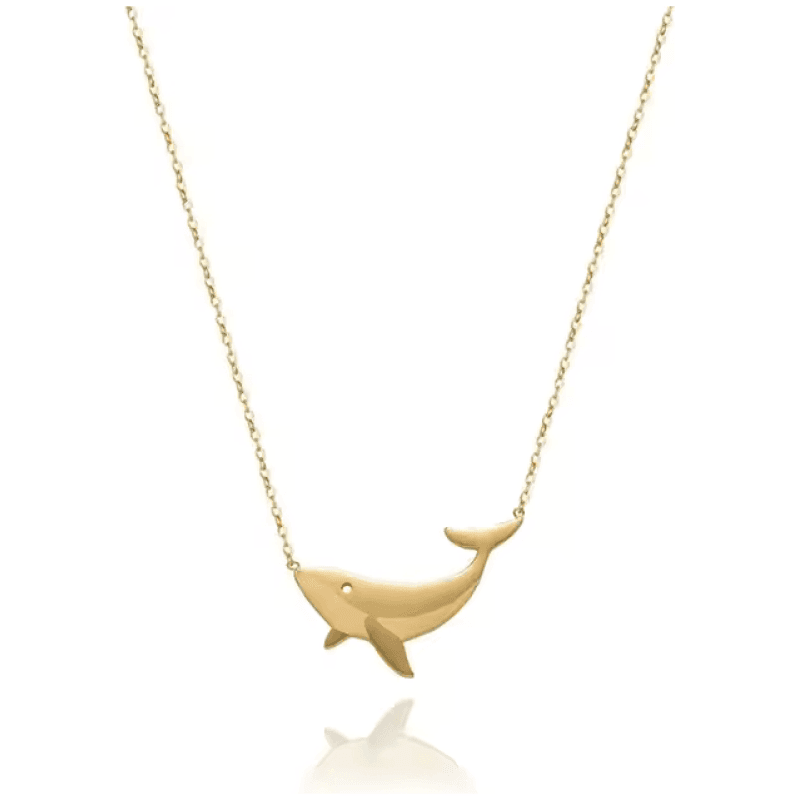 18k Goldkette mit Delfin, 42+2 cm, funkelnder und unauffälliger Schmuck