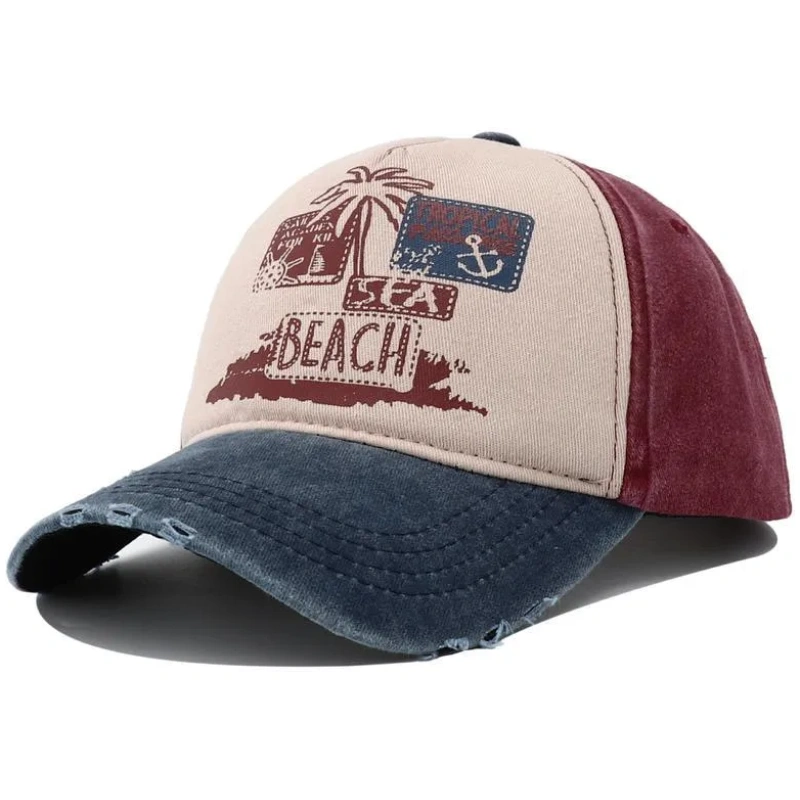 Vintage Retro Distressed Trucker Cap Sea Beach Blau