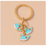 Maritimer Schlüsselanhänger mit 3 Wal Charms in Blau-Weiss, 10 cm lang, detailreich – Bild 1