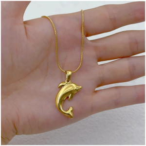 Vergoldete Edelstahlkette mit Delfin
